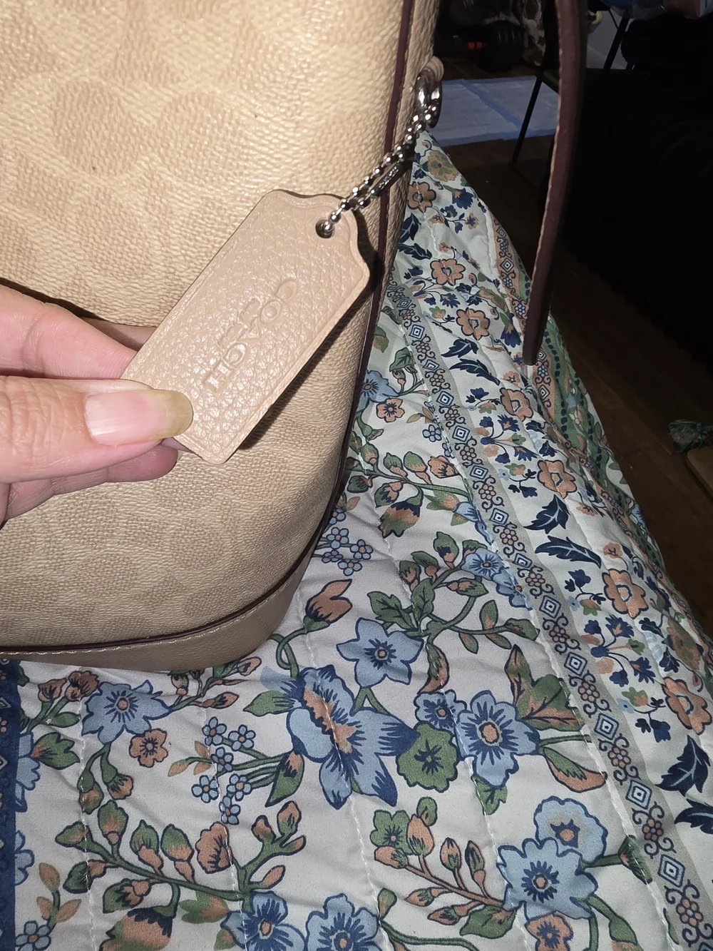 Coach Tan Signature Pebble Leather Shoulder Bag